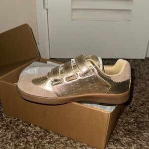 Kids Gold Metallic Velcro Sneakers